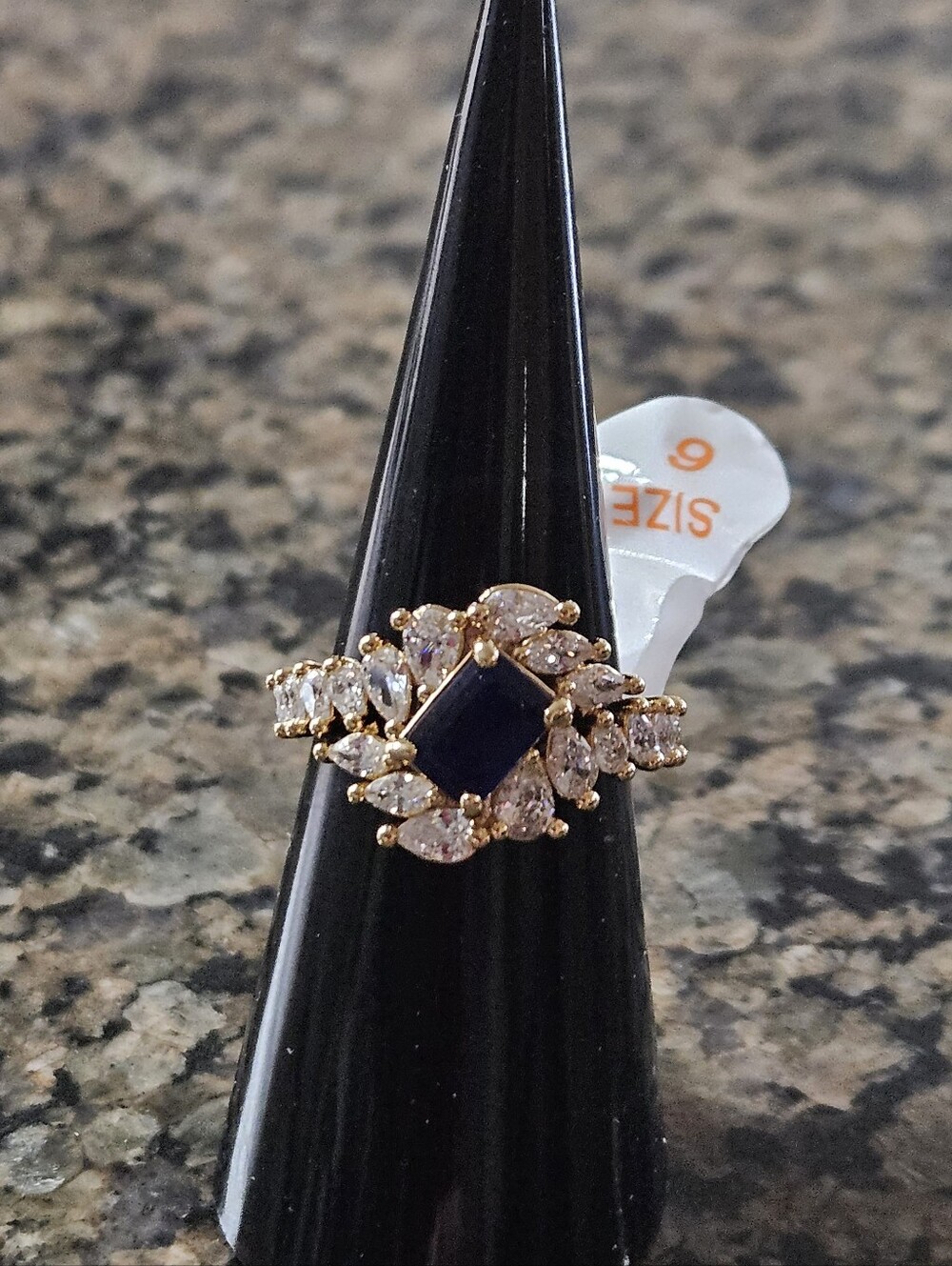 Bomb Party RG20223 "Wrapped In Scandalous Stars" Sapphire Fused with Quartz Sz 6
